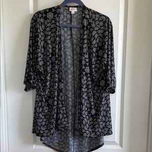 2 for $20 LuLaRoe Lindsay Black and White Leaf Pattern open Cardigan flowy